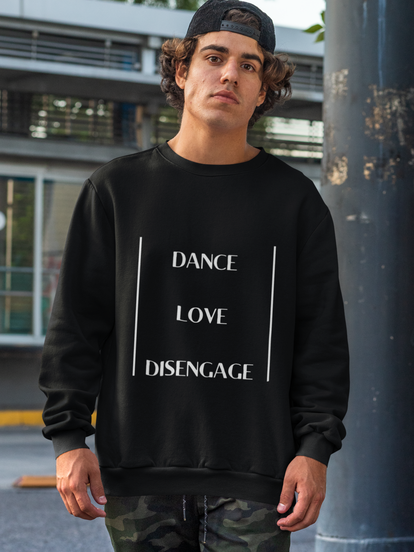 Eco Friendly Organic Cotton Unisex Fleece Sweatshirt  - Dance Love Disengage