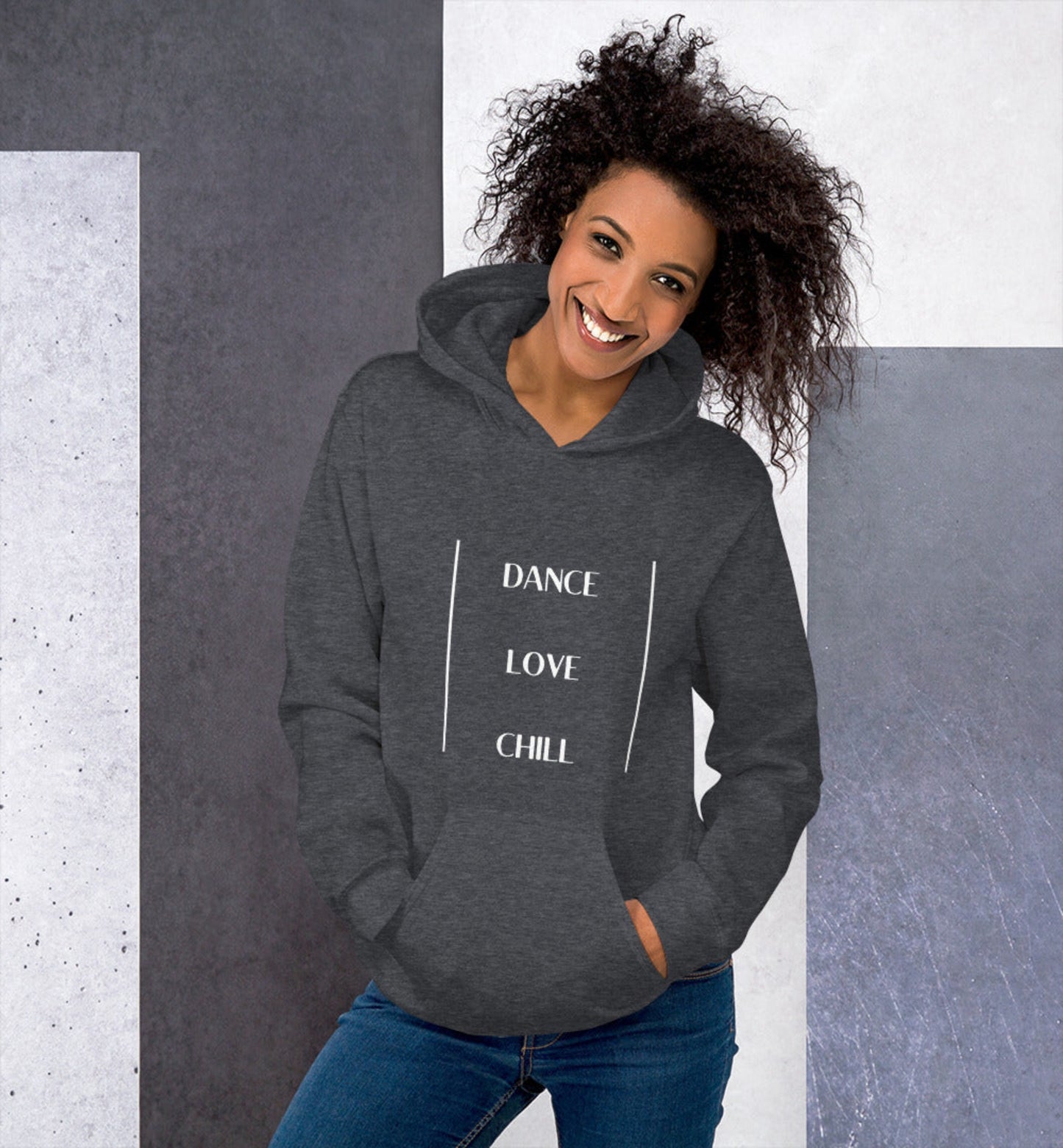 Eco Friendly Custom Hoodie for Women and Men - Dance Love Chill